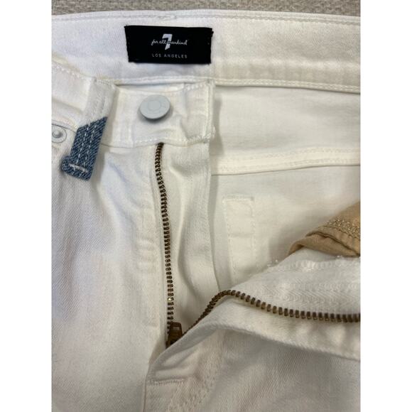 Seven for All Mankind Jeans High Waist Ankle Skinny White w/ Denim Patch Pocket - Picture 12 of 16